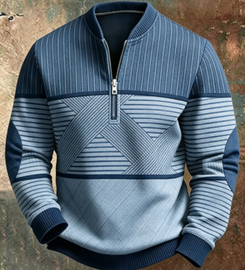 Gaëtan | Maglione uomo a mezza zip con motivo geometrico