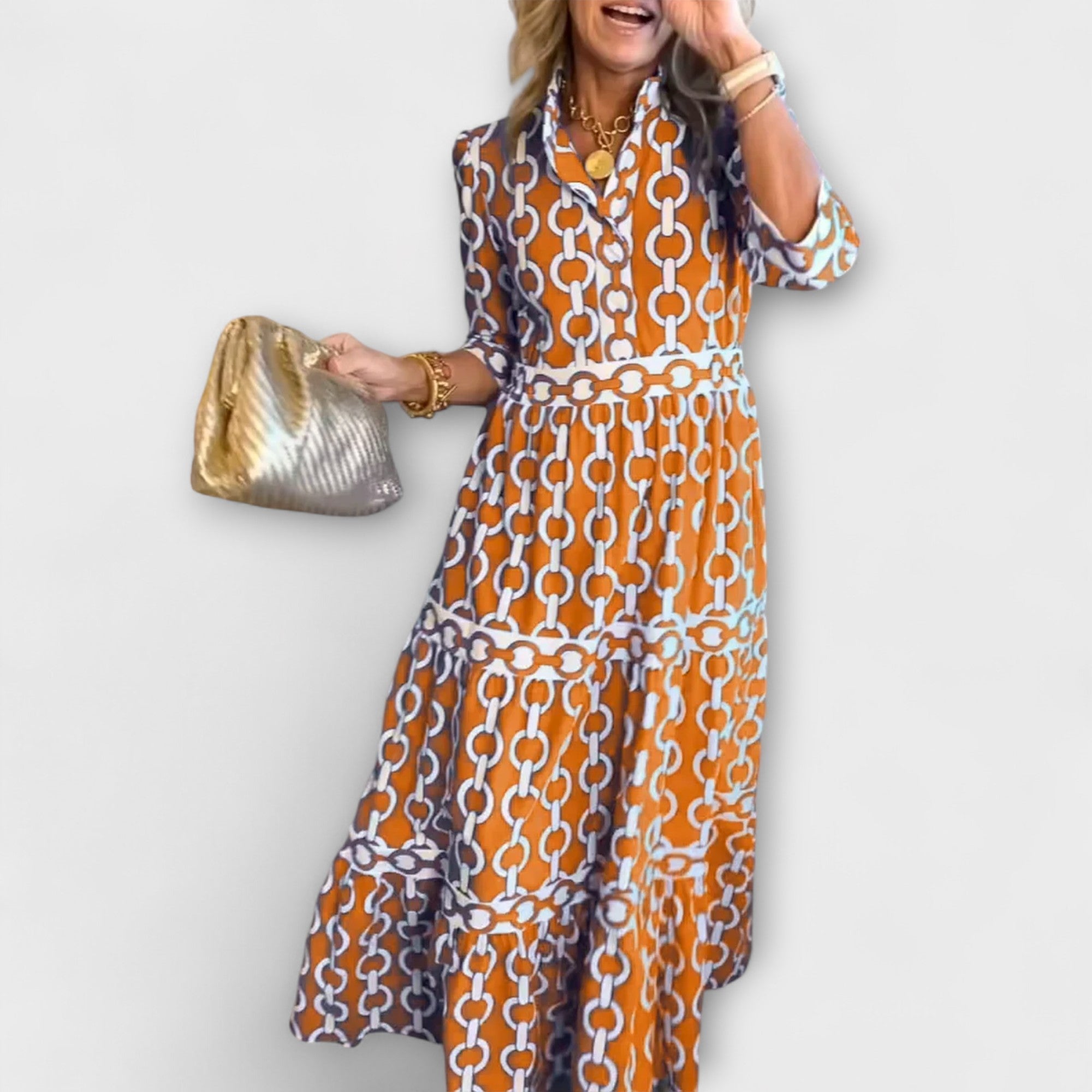 JULIANA | ABITO MIDI CON PATTTERN A CATENA