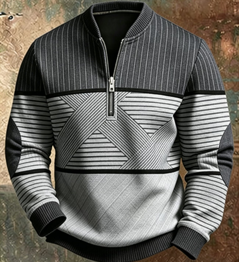 Gaëtan | Maglione uomo a mezza zip con motivo geometrico