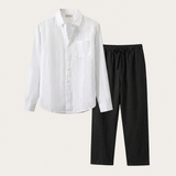 Set in Lino Pisa Maniche Lunghe Bianco/Nero