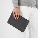 Borsa a Clutch Alcantara Grigio Scuro