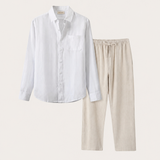 Set in Lino Pisa Maniche Lunghe Bianco/Beige