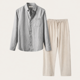 Set in Lino Pisa Maniche Lunghe Grigio/Beige