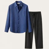 Set di Lino Pisa Maniche Lunghe Blu/Nero