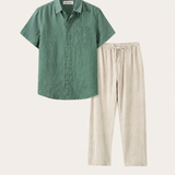 Set in Lino Trento Verde/Beige