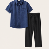 Set in Lino Trento Blu/Nero