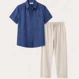 Set in Lino Trento Blu/Beige