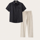 Set in Lino Trento Nero/Beige
