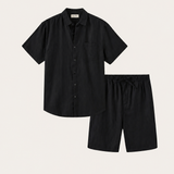 Camicia e Pantaloni Corti in Lino di Verona Nera