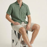 Camicia e Pantaloni Corti in Lino Verona Verde/Beige