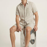 Camicia e Pantaloni Corti in Lino Beige di Verona