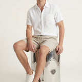 Camicia e Pantaloni Corti in Lino Verona Bianco/Beige