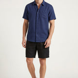 Camicia e Pantaloni Corti in Lino Verona Blu/Nero