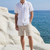 Camicia e Pantaloni Corti in Lino Verona Bianco/Beige