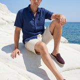Camicia e Pantaloni Corti in Lino Verona Blu/Naturale