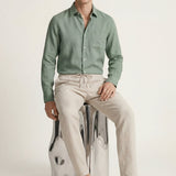 Set in Lino Pisa Maniche Lunghe Verde/Beige