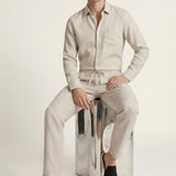 Set in Lino Pisa Manica Lunga Beige/Beige