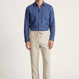 Set in Lino Pisa Maniche Lunghe Blu/Beige