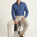 Set in Lino Pisa Maniche Lunghe Blu/Beige