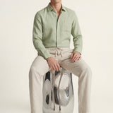 Set in Lino Pisa Maniche Lunghe Verde Menta/Beige