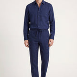 Set in Lino Bellagio Manica Lunga Blu Navy
