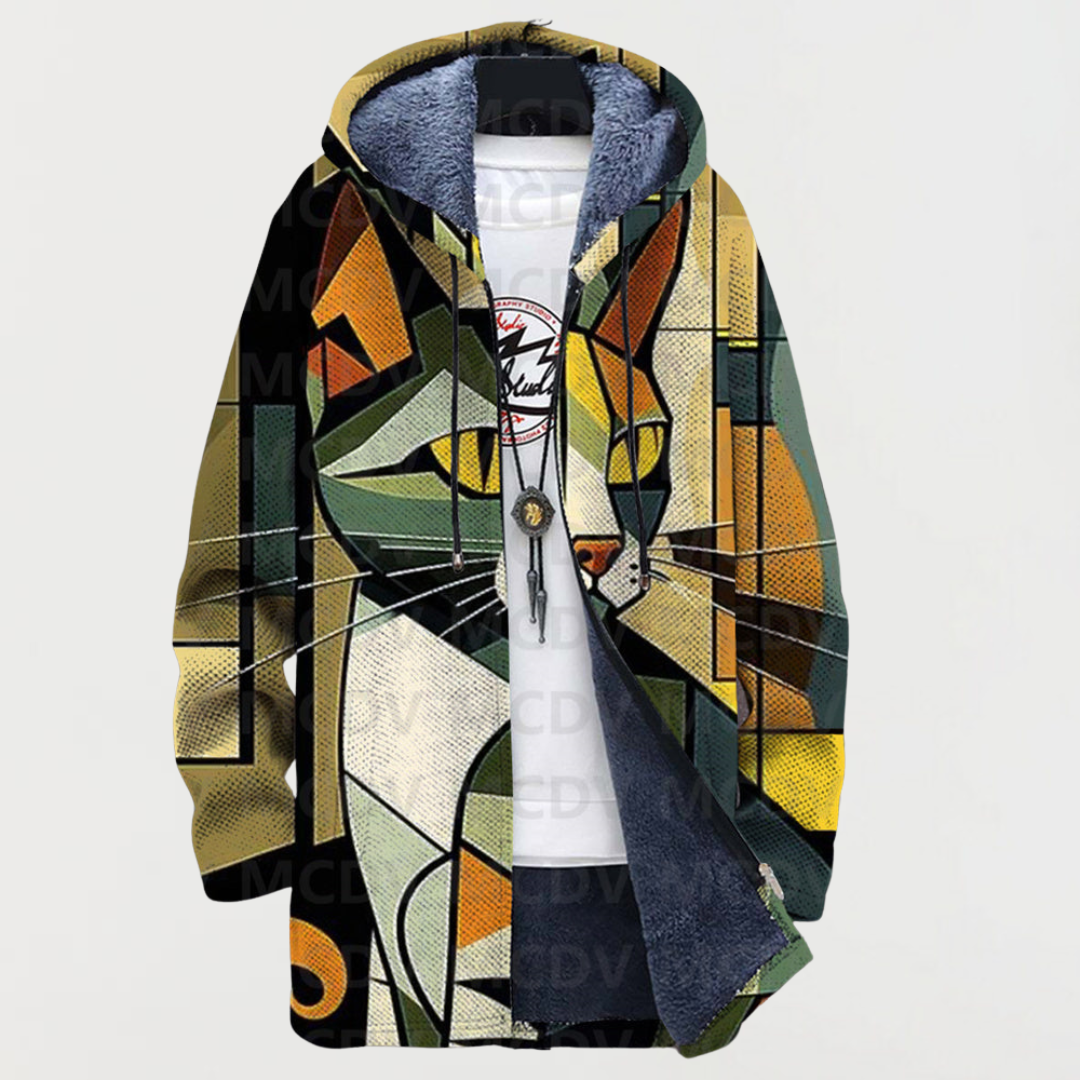 Winifred - Cardigan con Stampa Geometrica di Gatto