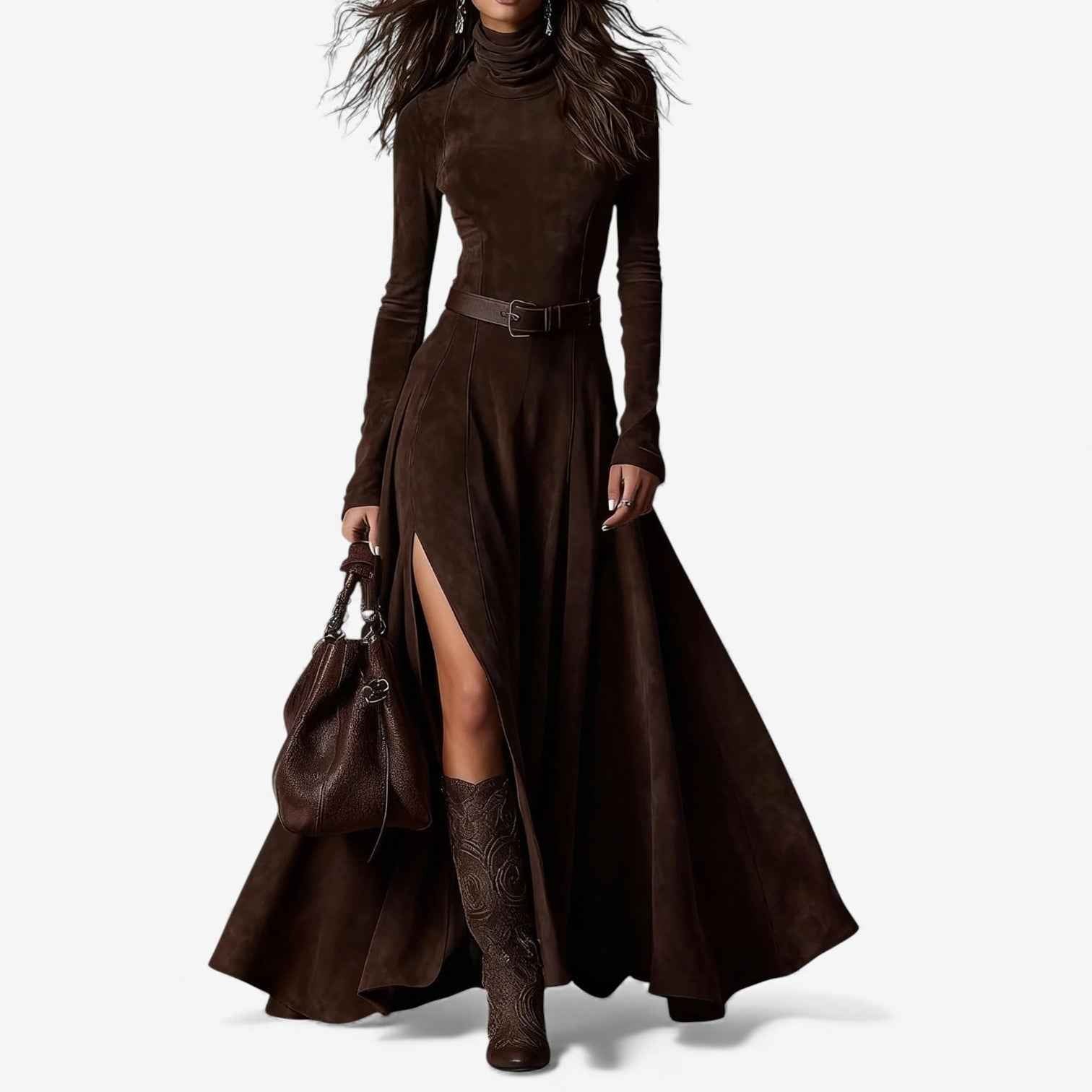 Élodie | Abito elegante lungo con cintura inclusa
