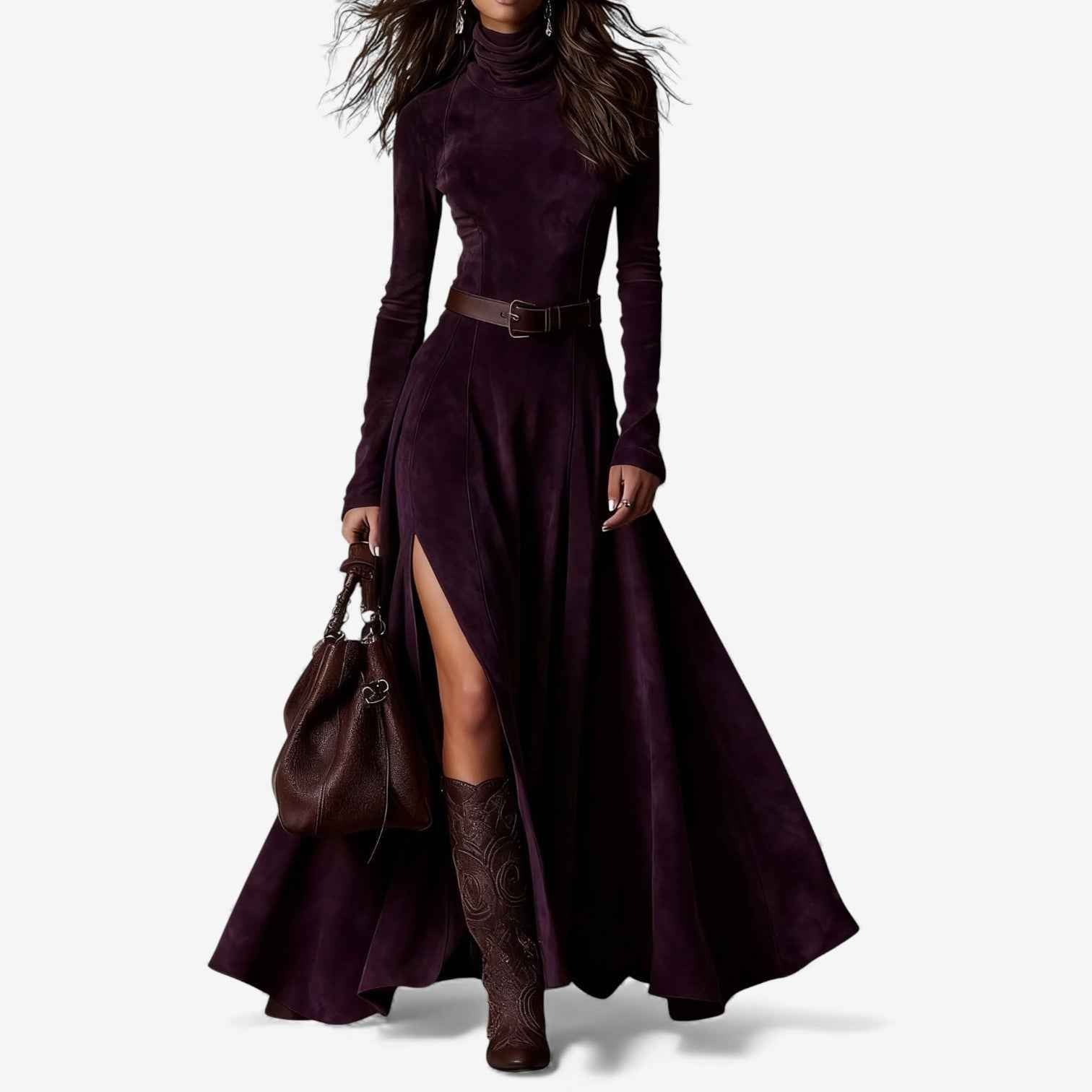 Élodie | Abito elegante lungo con cintura inclusa