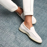 Mocassino Classico in Suede Bianco Perla