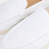 Mocassino Classico in Suede Bianco Perla