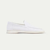 Mocassino Classico in Suede Bianco Perla