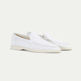Mocassino Classico in Suede Bianco Perla