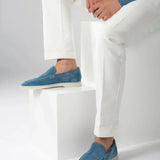 Mocassino Classico in Camoscio Blu Oceano