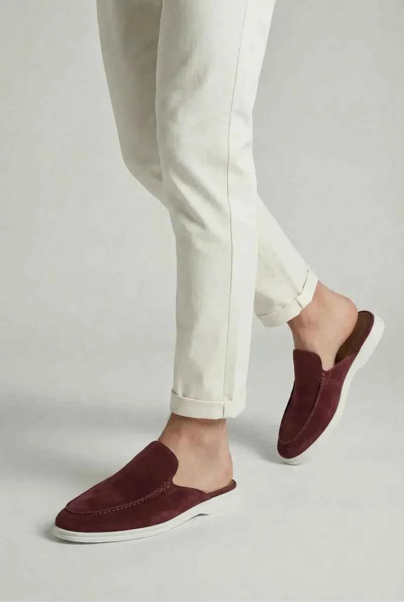 Mule Yacht in Suede Bordeaux
